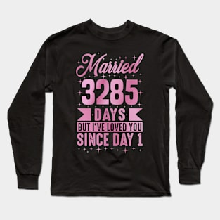 couple Married 3285 Days 9th wedding anniversary Long Sleeve T-Shirt
